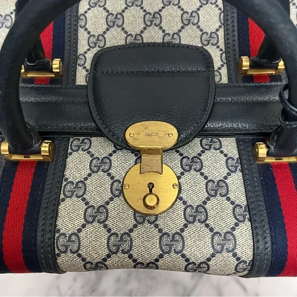 Vintage Gucci | Navy Train Case Luggage Bag - Picture 13 of 17